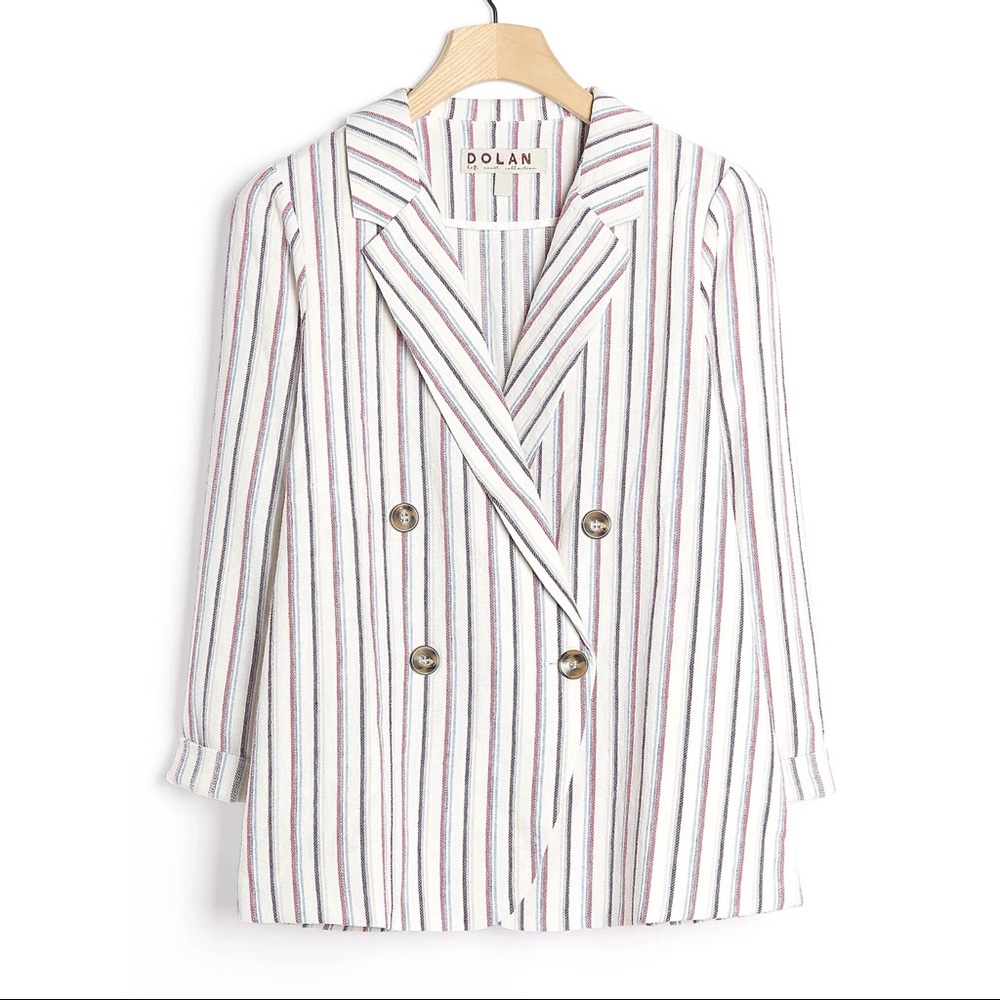 Anthro Dolan Anna Double Breasted Striped Blazer